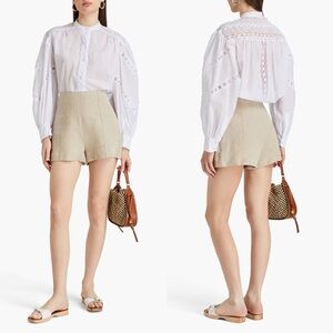 NWT Charo Ruiz Ibiza Marian cotton-blend broderie anglaise shirt White S